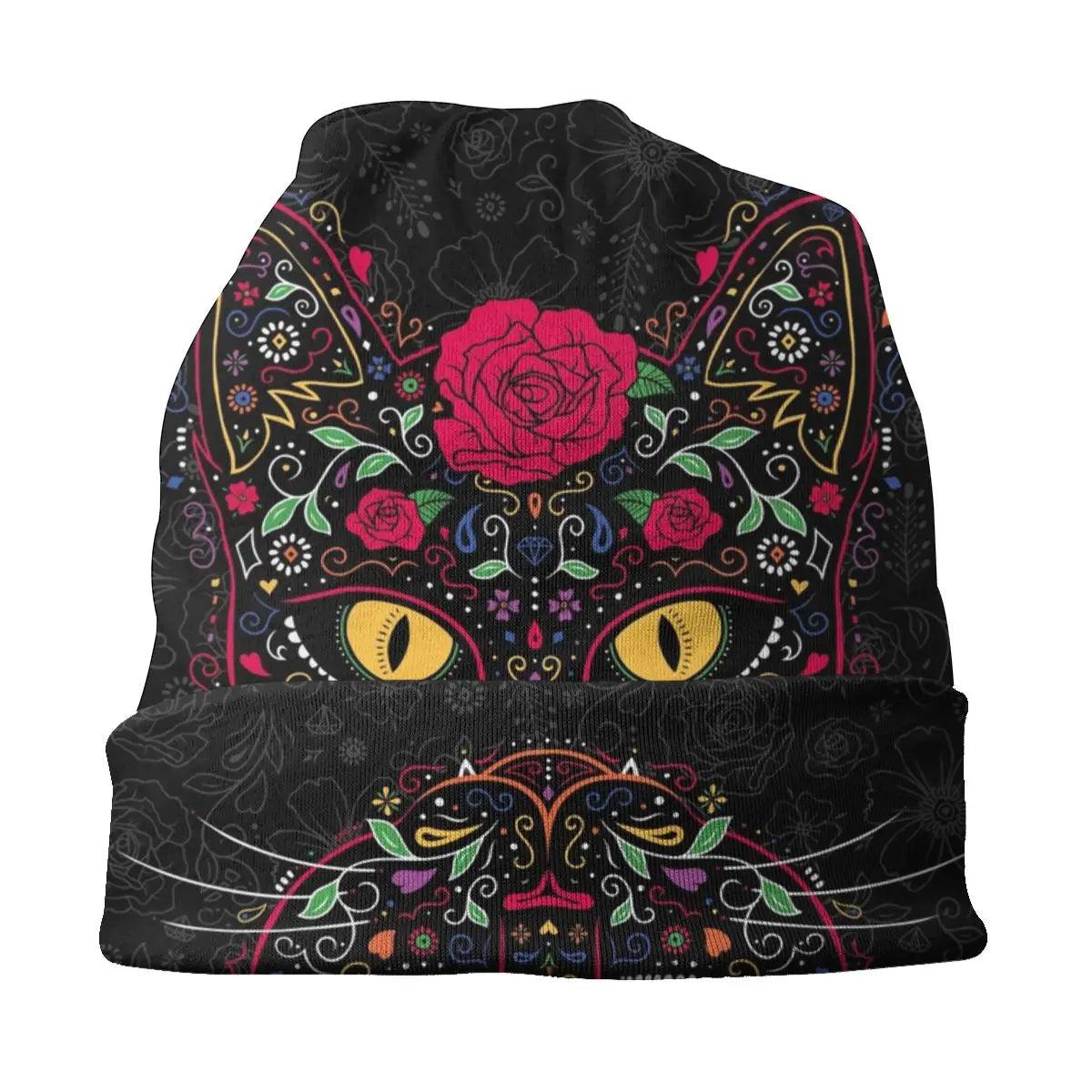 Day Of The Dead Cat Winter Beanie - Just Cats - Gifts for Cat Lovers