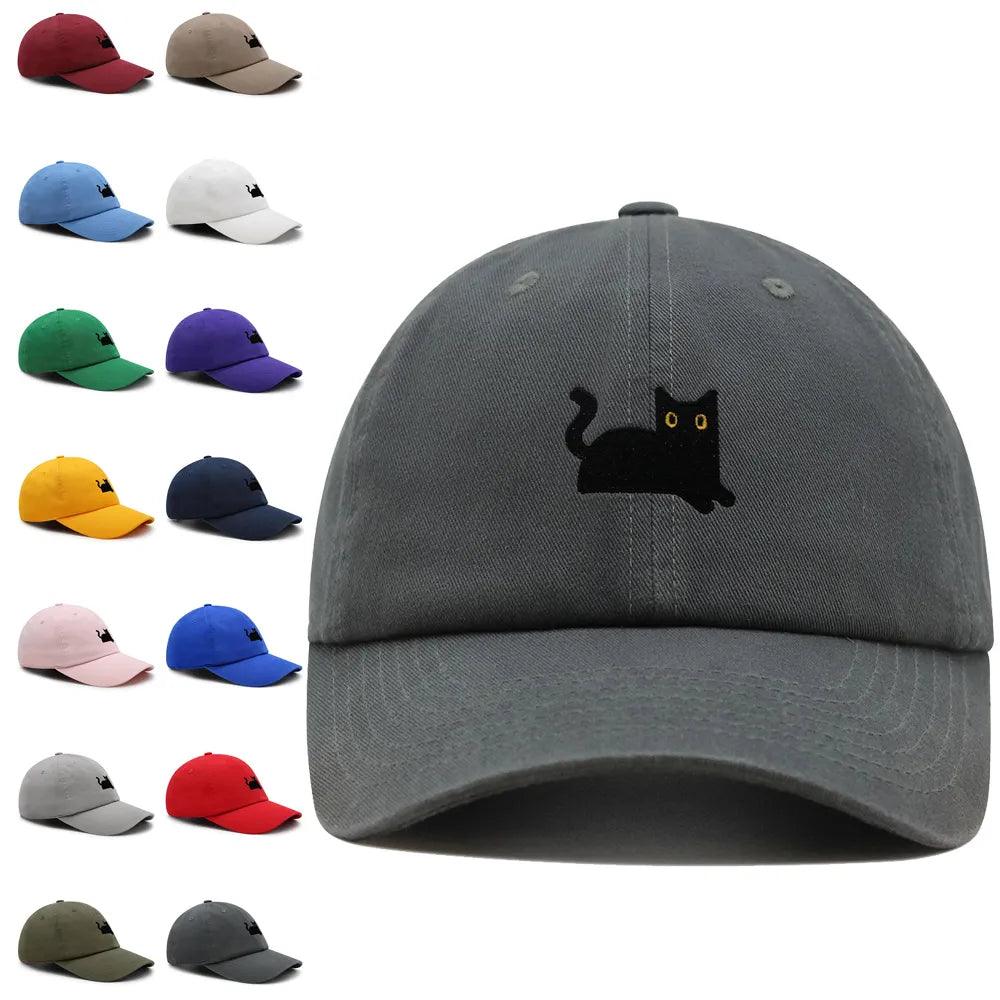 Embroidered Black Cat baseball Cap , 14 colors - Just Cats - Gifts for Cat Lovers