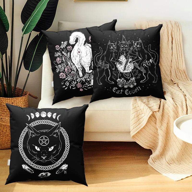 Enchanting Dark Black Cat Decorative Pillowcase - Just Cats - Gifts for Cat Lovers