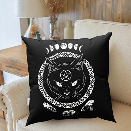 Enchanting Dark Black Cat Decorative Pillowcase - Just Cats - Gifts for Cat Lovers