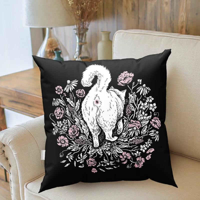 Enchanting Dark Black Cat Decorative Pillowcase - Just Cats - Gifts for Cat Lovers