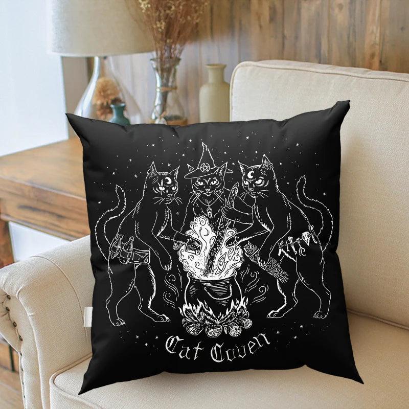 Enchanting Dark Black Cat Decorative Pillowcase - Just Cats - Gifts for Cat Lovers