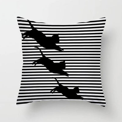 Funny Black &amp; White Cat print Decorative Pillowcase, 29 Designs - Just Cats - Gifts for Cat Lovers