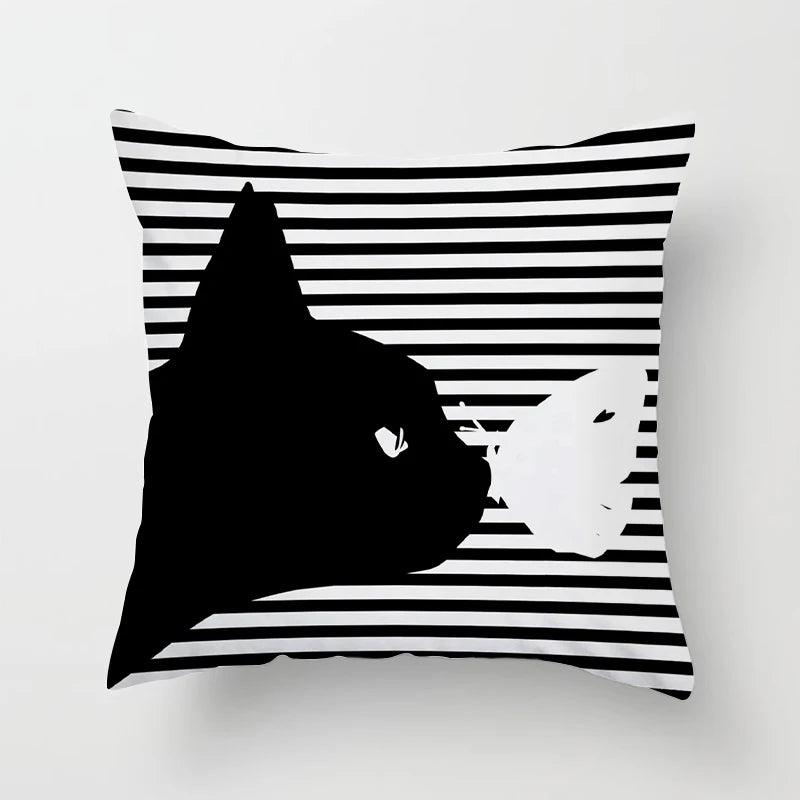 Funny Black &amp; White Cat print Decorative Pillowcase, 29 Designs - Just Cats - Gifts for Cat Lovers