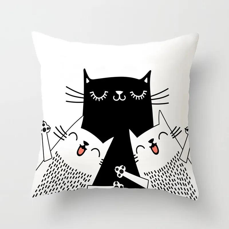 Funny Black &amp; White Cat print Decorative Pillowcase, 29 Designs - Just Cats - Gifts for Cat Lovers