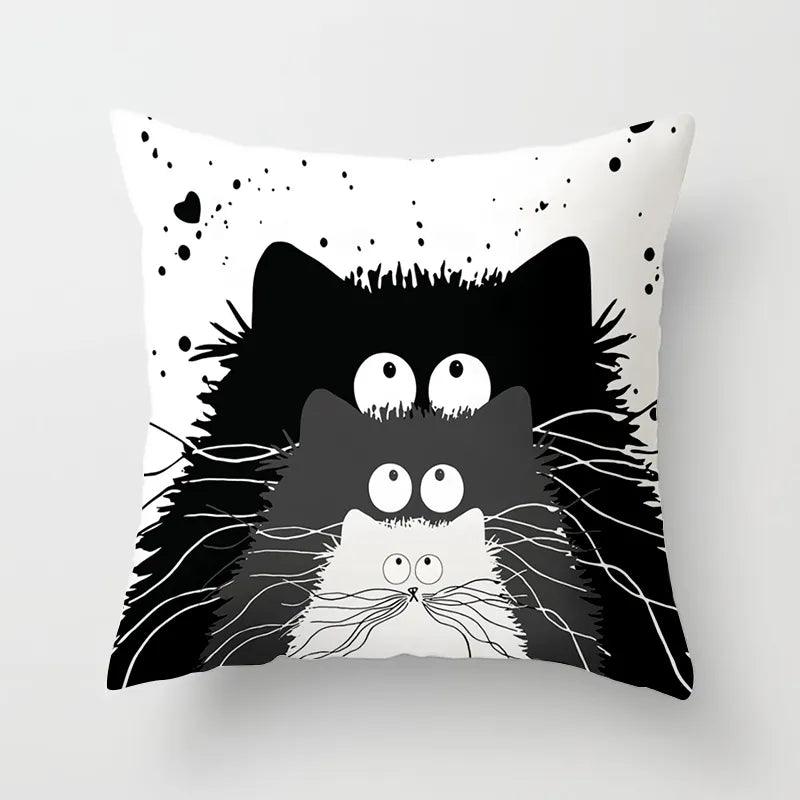 Funny Black &amp; White Cat print Decorative Pillowcase, 29 Designs - Just Cats - Gifts for Cat Lovers