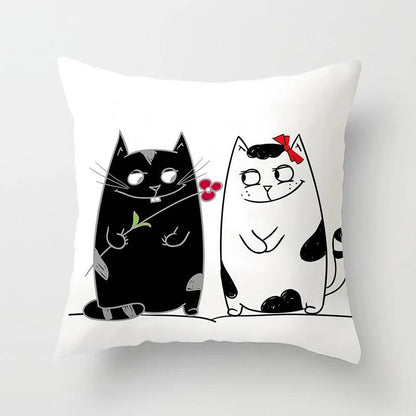 Funny Black &amp; White Cat print Decorative Pillowcase, 29 Designs - Just Cats - Gifts for Cat Lovers