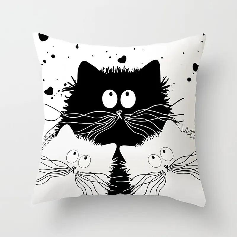 Funny Black &amp; White Cat print Decorative Pillowcase, 29 Designs - Just Cats - Gifts for Cat Lovers