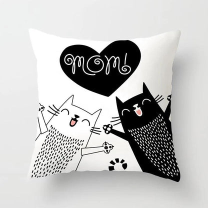 Funny Black &amp; White Cat print Decorative Pillowcase, 29 Designs - Just Cats - Gifts for Cat Lovers