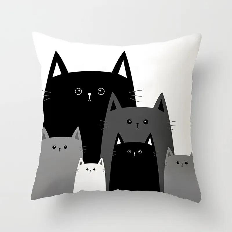 Funny Black &amp; White Cat print Decorative Pillowcase, 29 Designs - Just Cats - Gifts for Cat Lovers