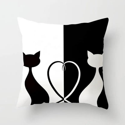 Funny Black &amp; White Cat print Decorative Pillowcase, 29 Designs - Just Cats - Gifts for Cat Lovers