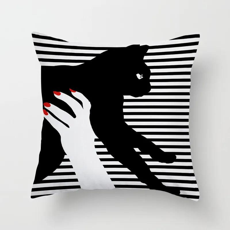 Funny Black &amp; White Cat print Decorative Pillowcase, 29 Designs - Just Cats - Gifts for Cat Lovers