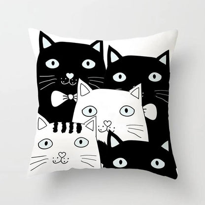 Funny Black &amp; White Cat print Decorative Pillowcase, 29 Designs - Just Cats - Gifts for Cat Lovers