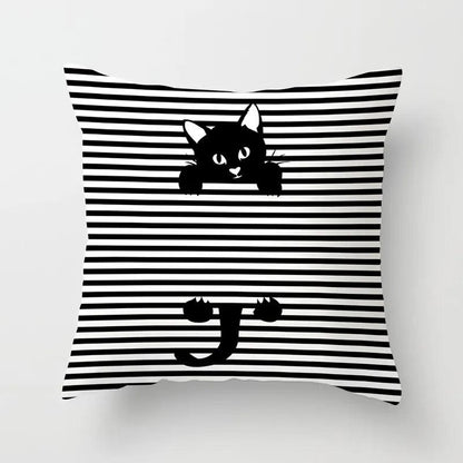 Funny Black &amp; White Cat print Decorative Pillowcase, 29 Designs - Just Cats - Gifts for Cat Lovers