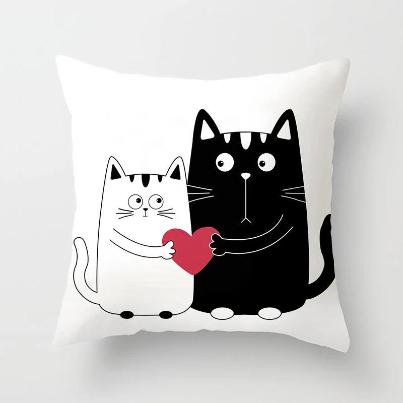 Funny Black &amp; White Cat print Decorative Pillowcase, 29 Designs - Just Cats - Gifts for Cat Lovers