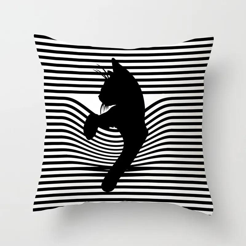 Funny Black &amp; White Cat print Decorative Pillowcase, 29 Designs - Just Cats - Gifts for Cat Lovers