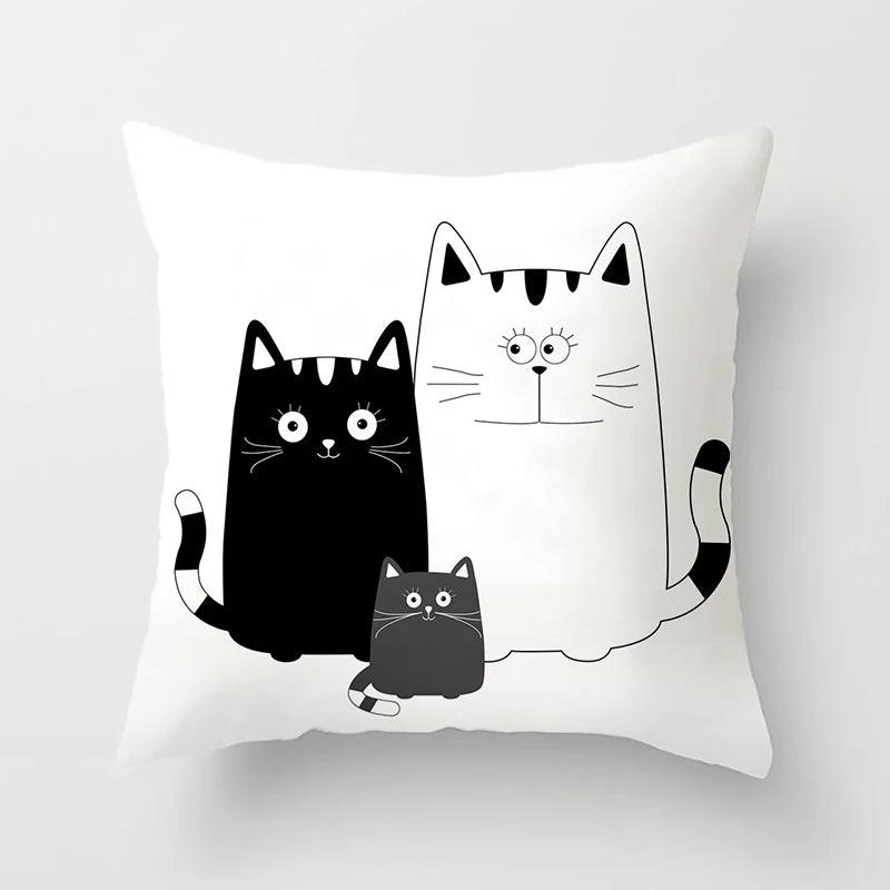 Funny Black &amp; White Cat print Decorative Pillowcase, 29 Designs - Just Cats - Gifts for Cat Lovers