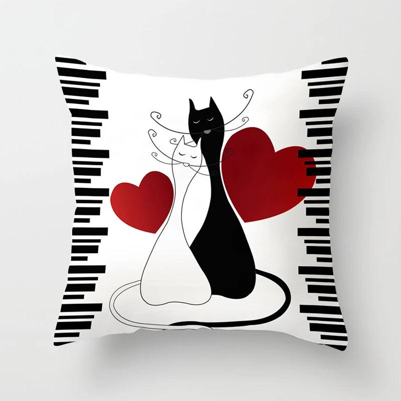 Funny Black &amp; White Cat print Decorative Pillowcase, 29 Designs - Just Cats - Gifts for Cat Lovers