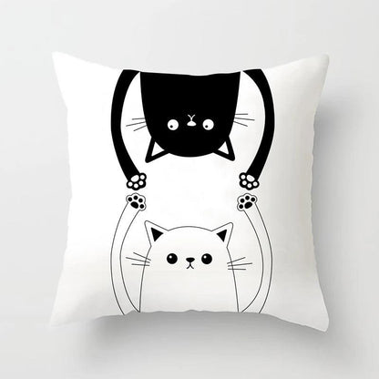 Funny Black &amp; White Cat print Decorative Pillowcase, 29 Designs - Just Cats - Gifts for Cat Lovers