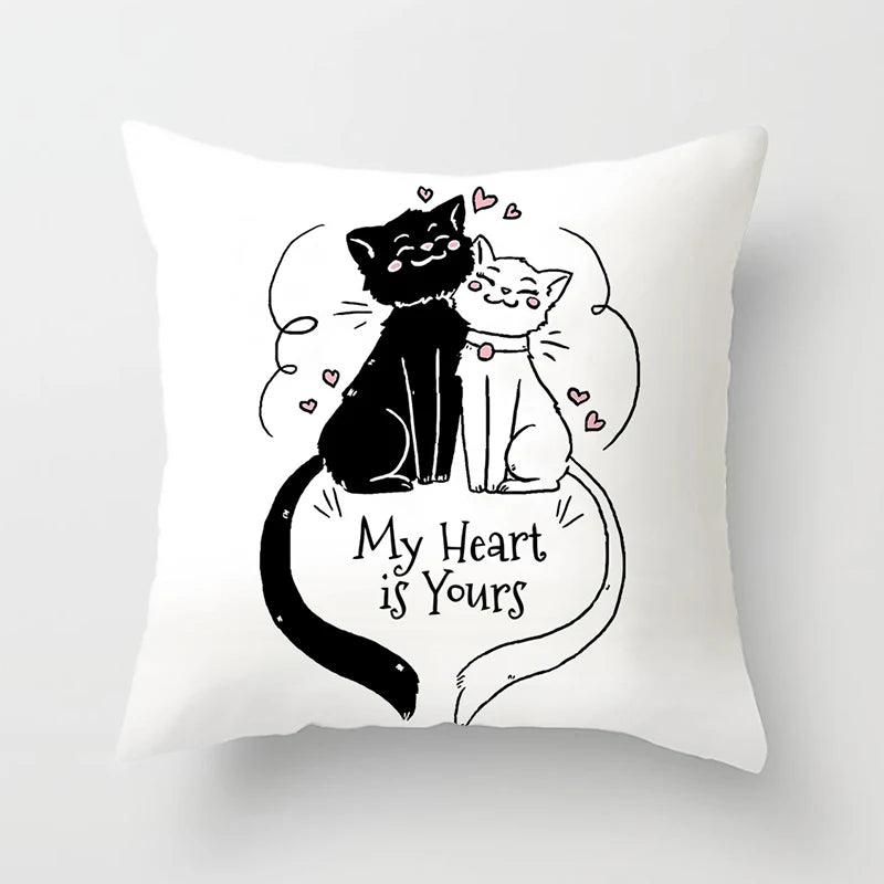 Funny Black &amp; White Cat print Decorative Pillowcase, 29 Designs - Just Cats - Gifts for Cat Lovers