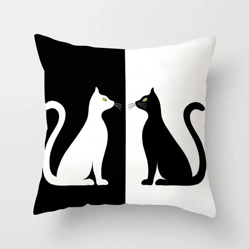 Funny Black &amp; White Cat print Decorative Pillowcase, 29 Designs - Just Cats - Gifts for Cat Lovers