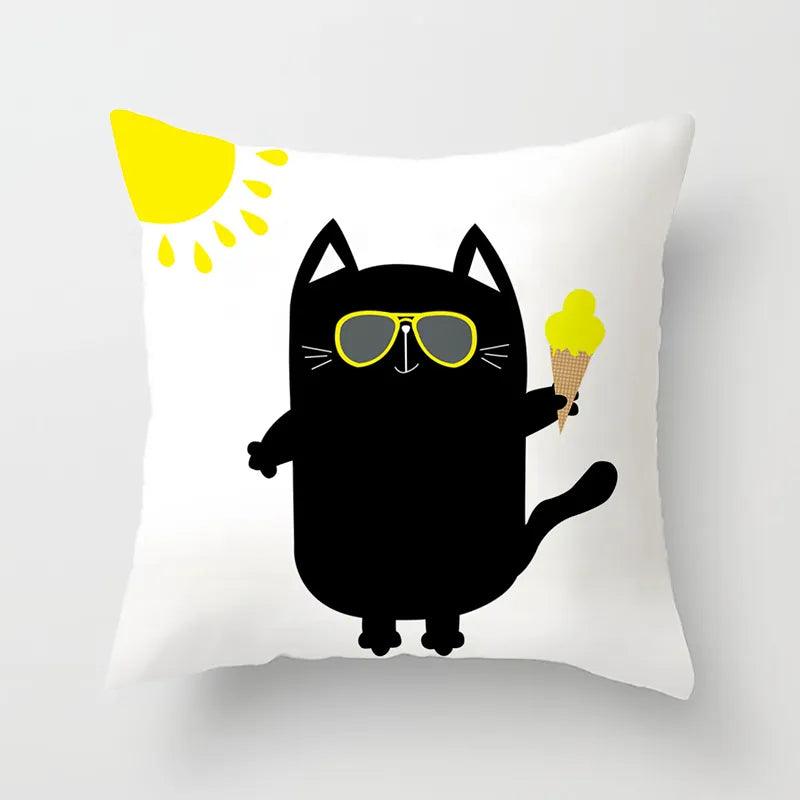 Funny Black &amp; White Cat print Decorative Pillowcase, 29 Designs - Just Cats - Gifts for Cat Lovers