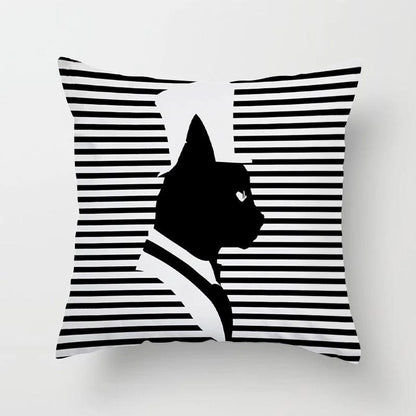 Funny Black &amp; White Cat print Decorative Pillowcase, 29 Designs - Just Cats - Gifts for Cat Lovers