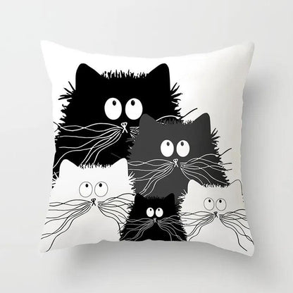 Funny Black &amp; White Cat print Decorative Pillowcase, 29 Designs - Just Cats - Gifts for Cat Lovers