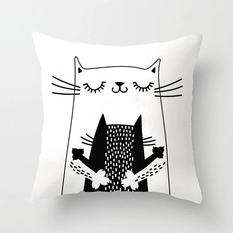 Funny Black &amp; White Cat print Decorative Pillowcase, 29 Designs - Just Cats - Gifts for Cat Lovers