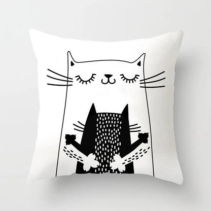 Funny Black &amp; White Cat print Decorative Pillowcase, 29 Designs - Just Cats - Gifts for Cat Lovers