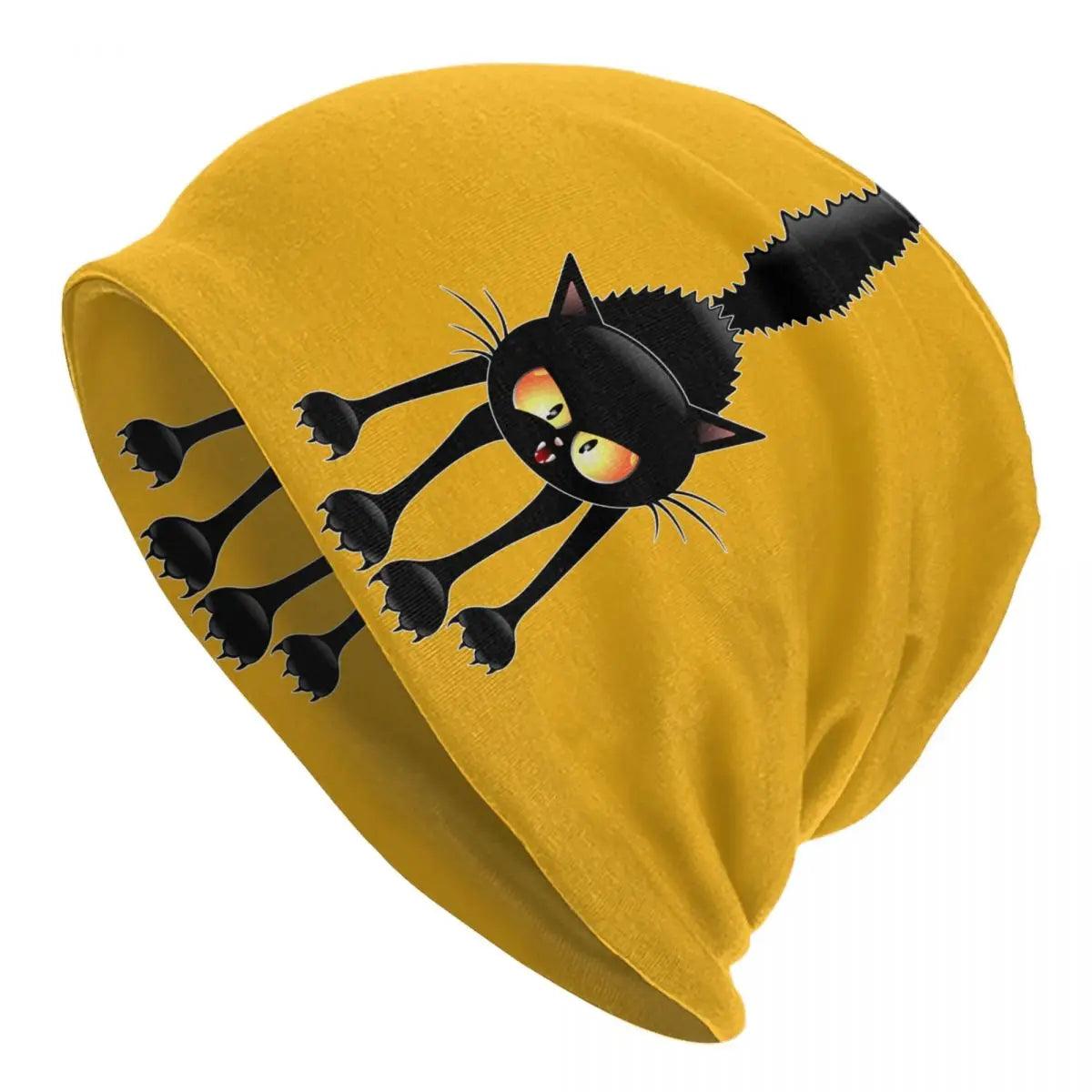 Funny Cartoon Black Cat Skullies Beanies Caps, Various Desings and Colors - Just Cats - Gifts for Cat Lovers