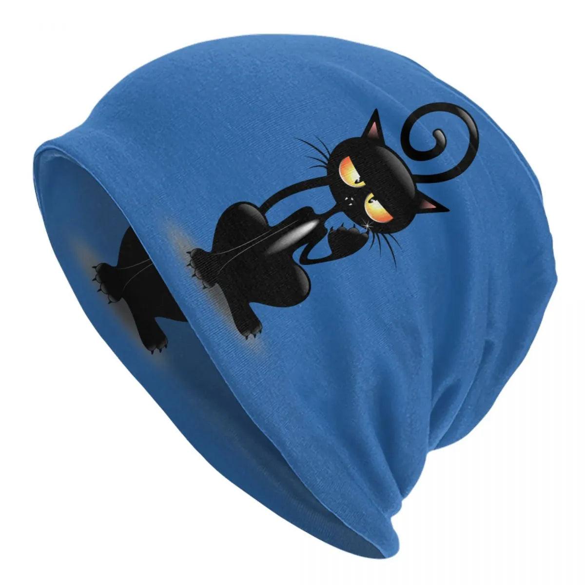 Funny Cartoon Black Cat Skullies Beanies Caps, Various Desings and Colors - Just Cats - Gifts for Cat Lovers