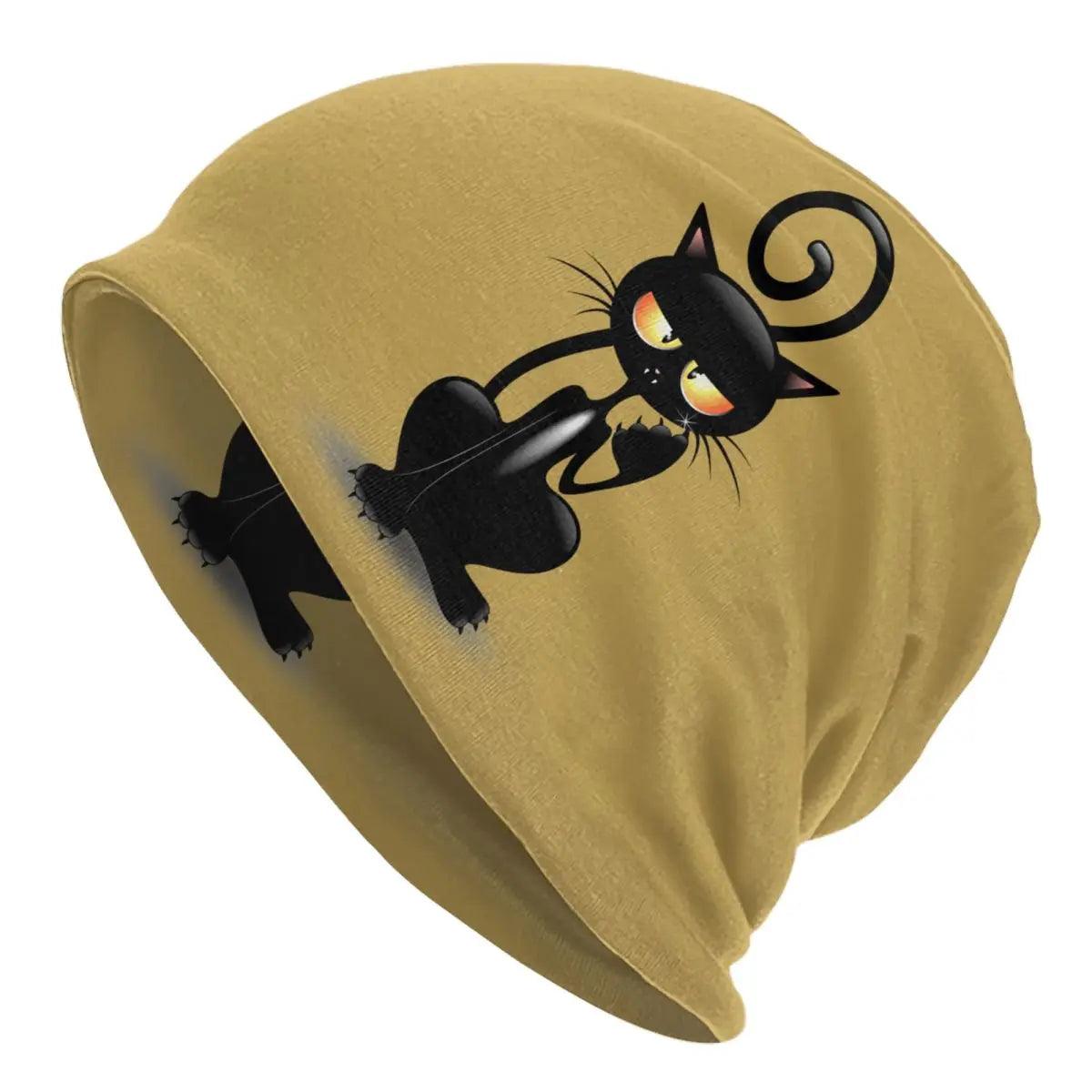 Funny Cartoon Black Cat Skullies Beanies Caps, Various Desings and Colors - Just Cats - Gifts for Cat Lovers