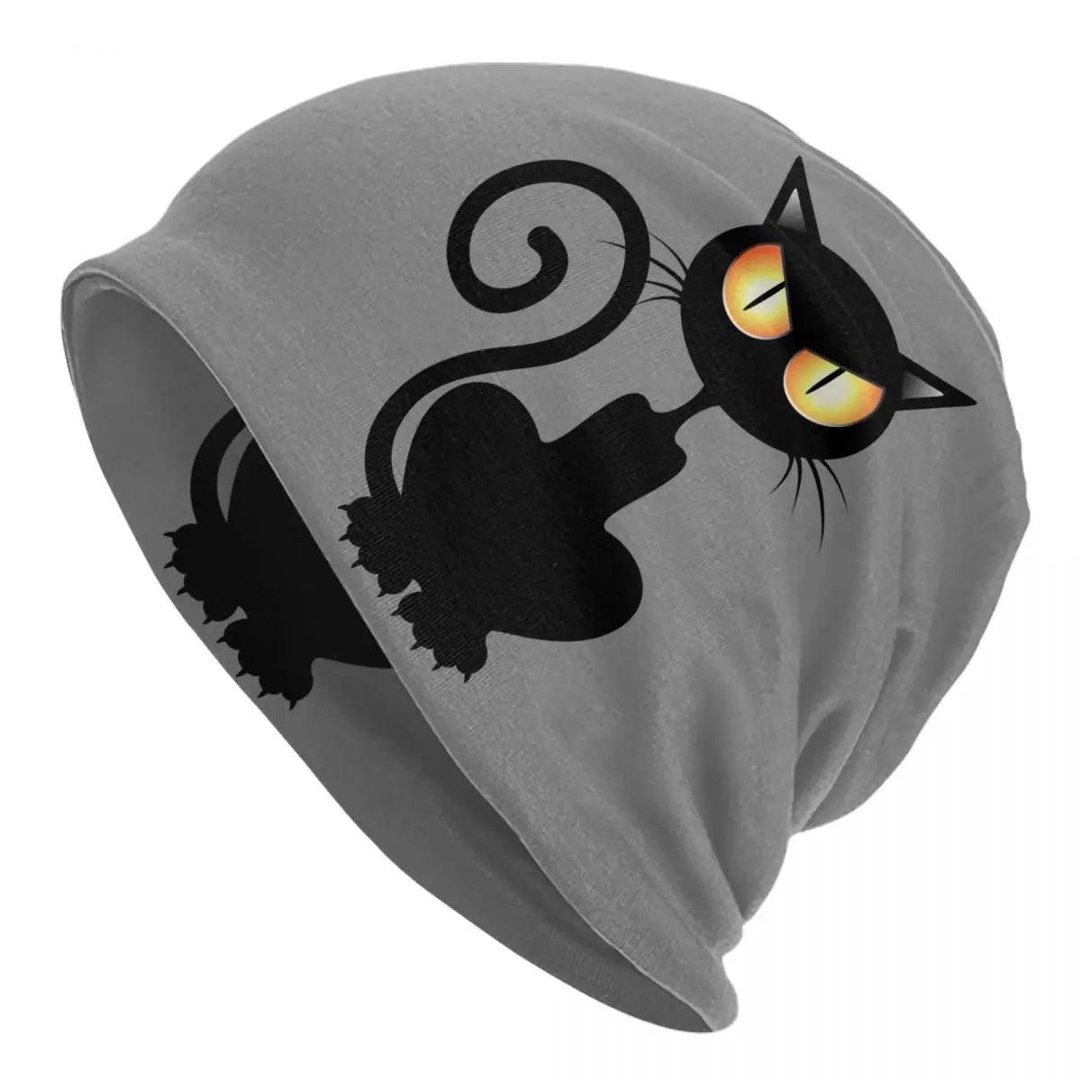 Funny Cartoon Black Cat Skullies Beanies Caps, Various Desings and Colors - Just Cats - Gifts for Cat Lovers