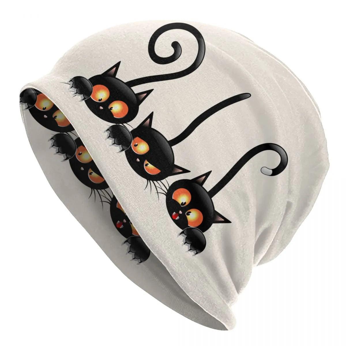 Funny Cartoon Black Cat Skullies Beanies Caps, Various Desings and Colors - Just Cats - Gifts for Cat Lovers