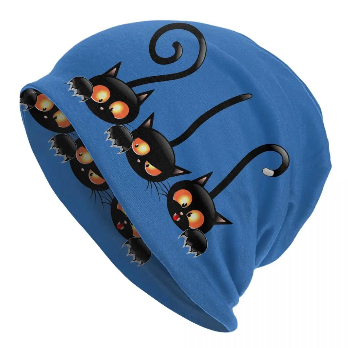 Funny Cartoon Black Cat Skullies Beanies Caps, Various Desings and Colors - Just Cats - Gifts for Cat Lovers