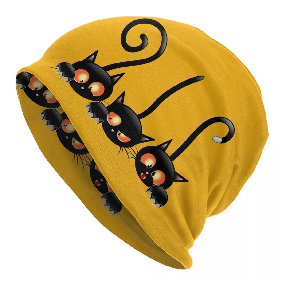 Funny Cartoon Black Cat Skullies Beanies Caps, Various Desings and Colors - Just Cats - Gifts for Cat Lovers