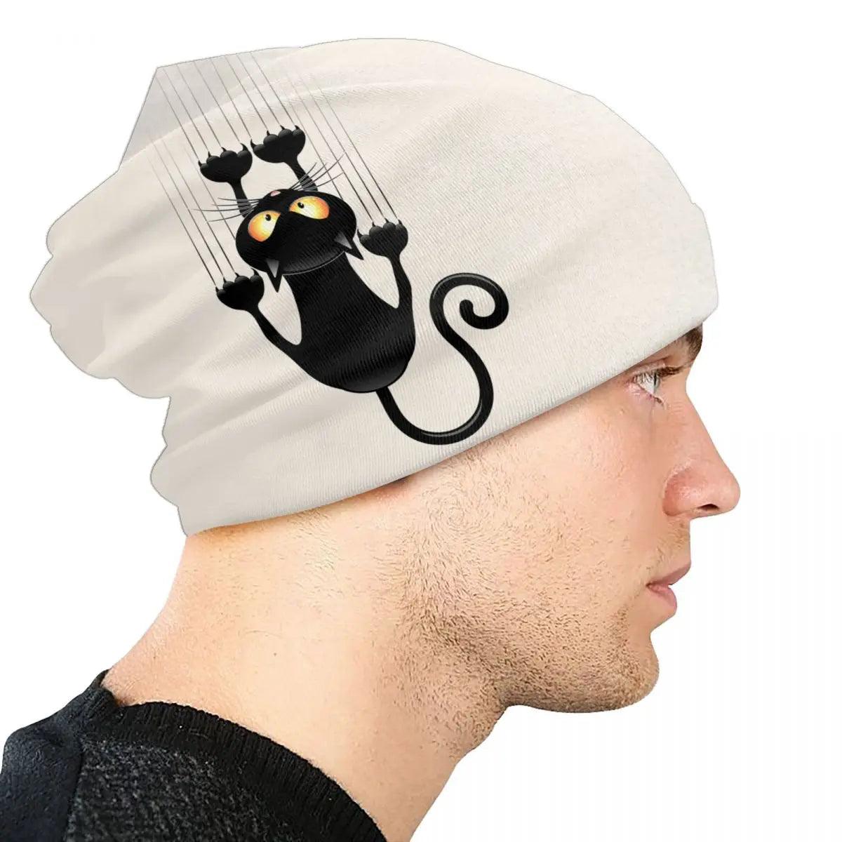 Funny Cartoon Black Cat Skullies Beanies Caps, Various Desings and Colors - Just Cats - Gifts for Cat Lovers