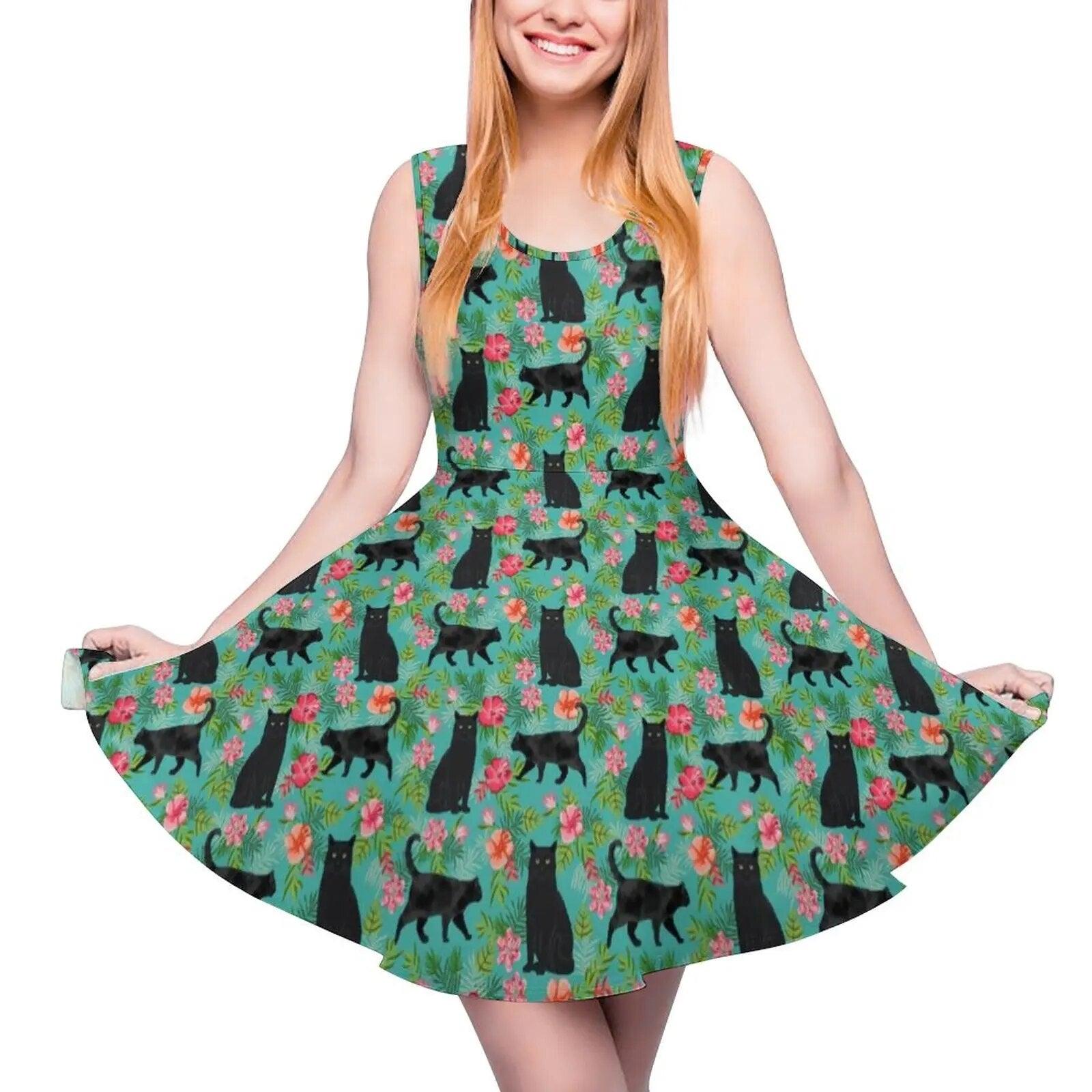 Funny Cat Print Dresses, 10 Designs, XS-5XL - Just Cats - Gifts for Cat Lovers