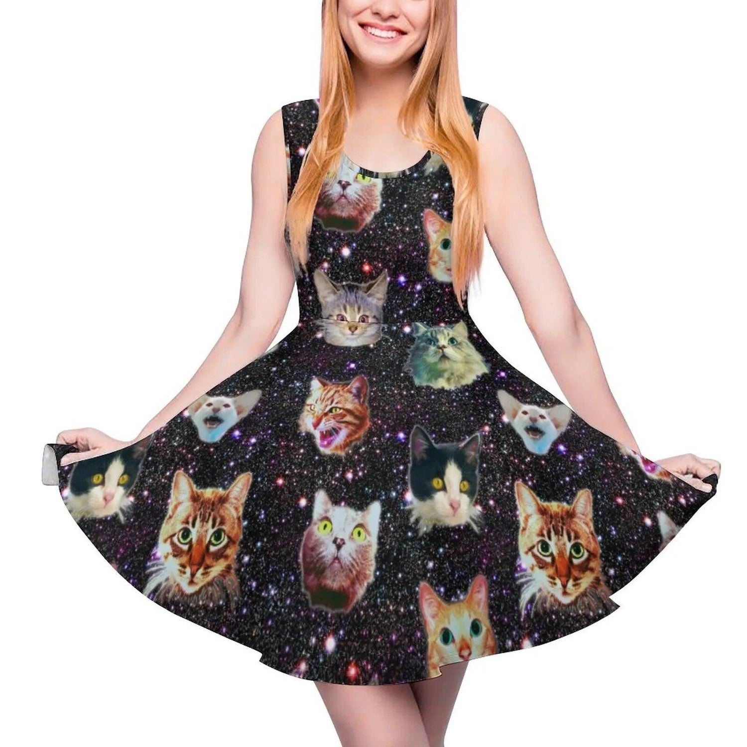 Funny Cat Print Dresses, 10 Designs, XS-5XL - Just Cats - Gifts for Cat Lovers