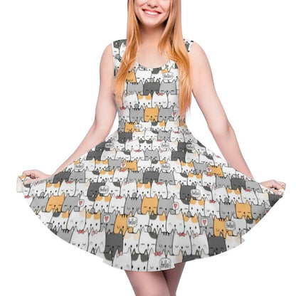 Funny Cat Print Dresses, 10 Designs, XS-5XL - Just Cats - Gifts for Cat Lovers