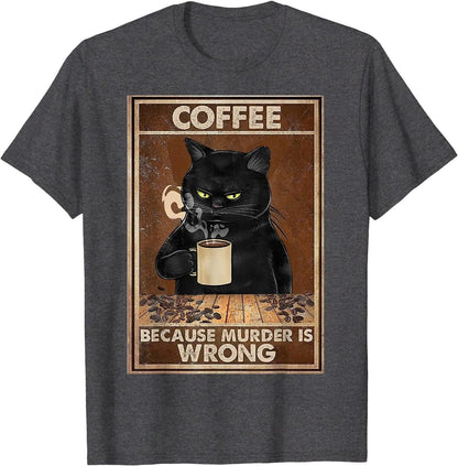 Funny Cat with Coffer T-Shirt, 8 Colors, XS-3XL - Just Cats - Gifts for Cat Lovers