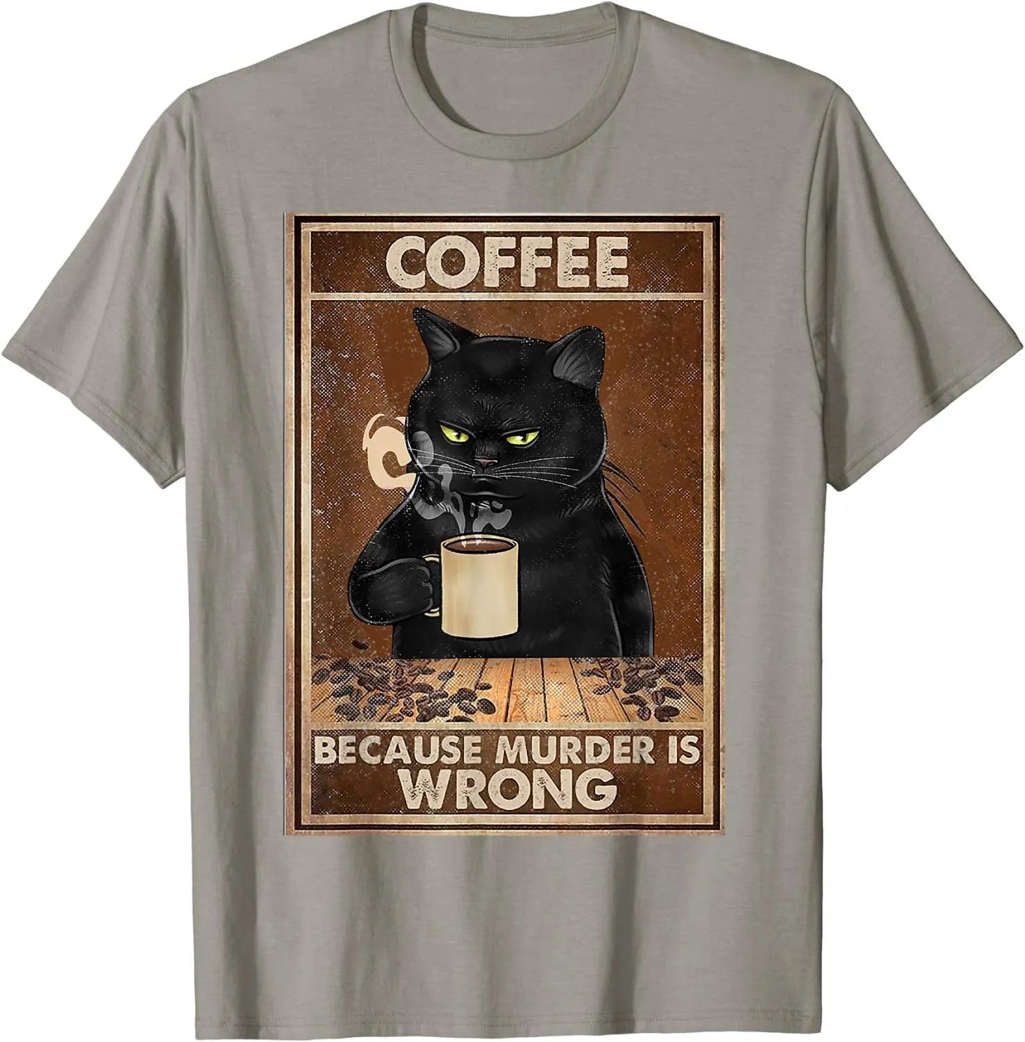 Funny Cat with Coffer T-Shirt, 8 Colors, XS-3XL - Just Cats - Gifts for Cat Lovers