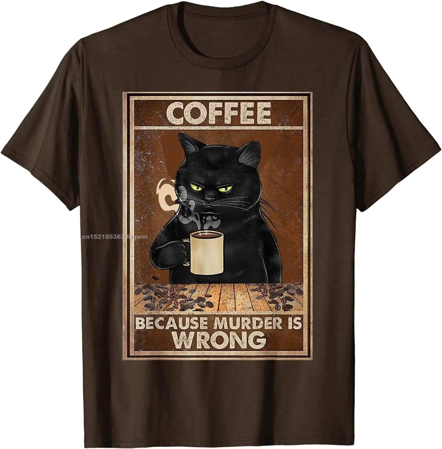 Funny Cat with Coffer T-Shirt, 8 Colors, XS-3XL - Just Cats - Gifts for Cat Lovers