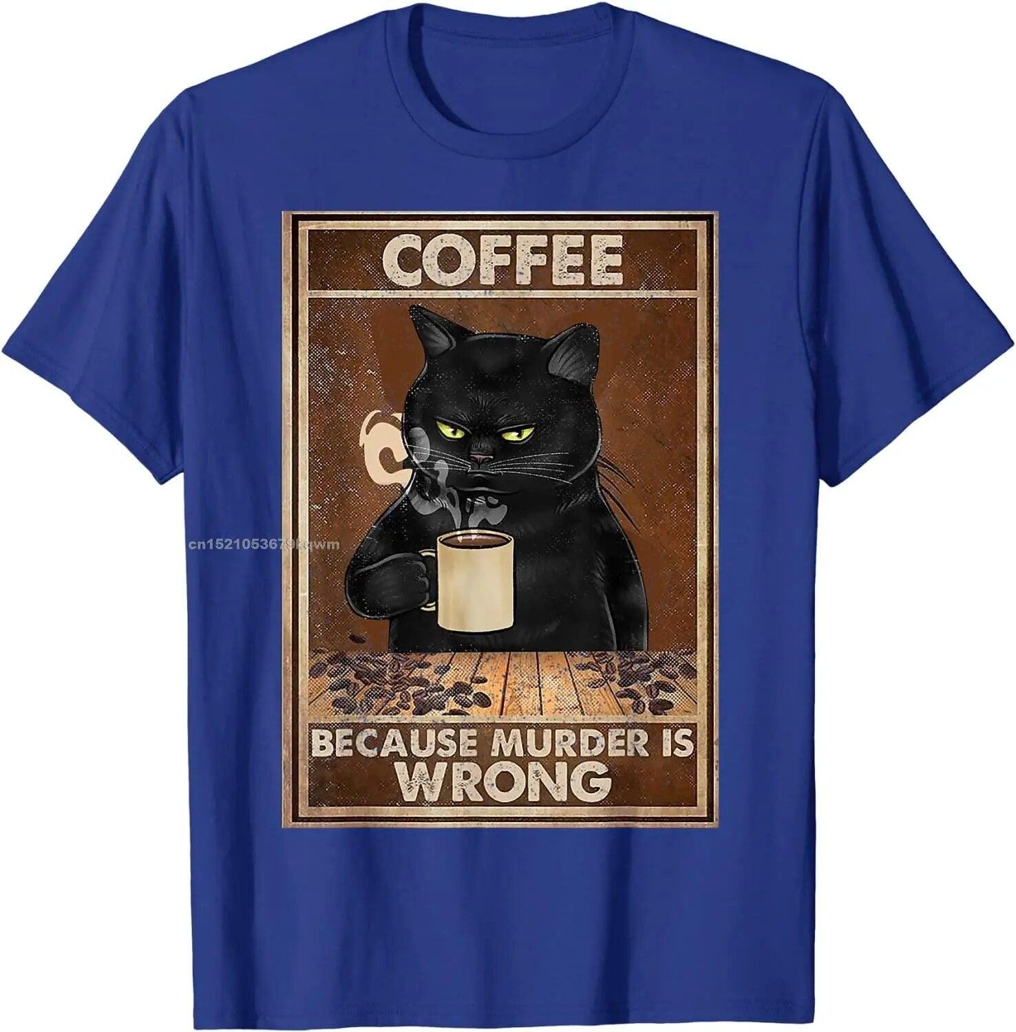 Funny Cat with Coffer T-Shirt, 8 Colors, XS-3XL - Just Cats - Gifts for Cat Lovers