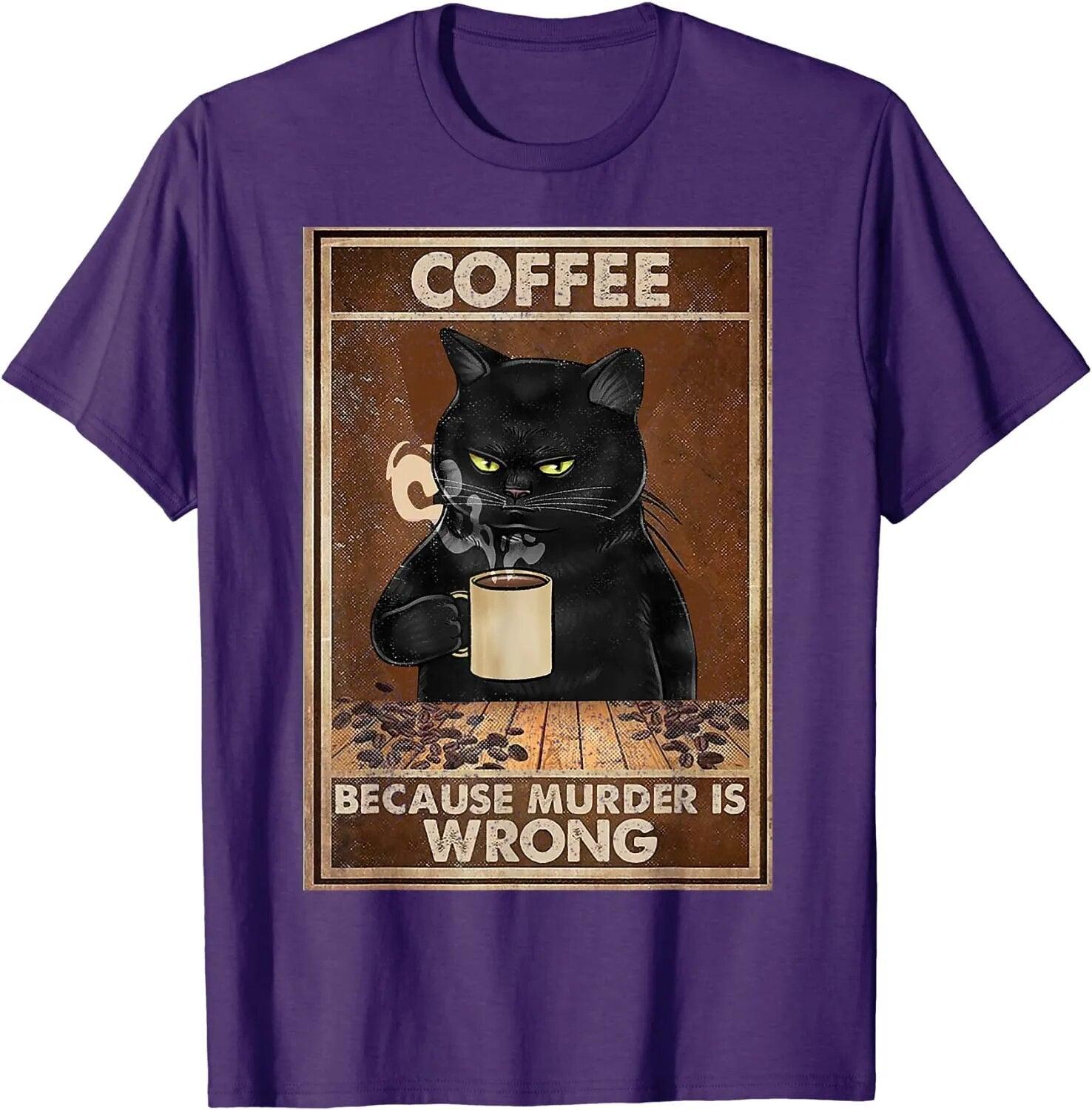 Funny Cat with Coffer T-Shirt, 8 Colors, XS-3XL - Just Cats - Gifts for Cat Lovers