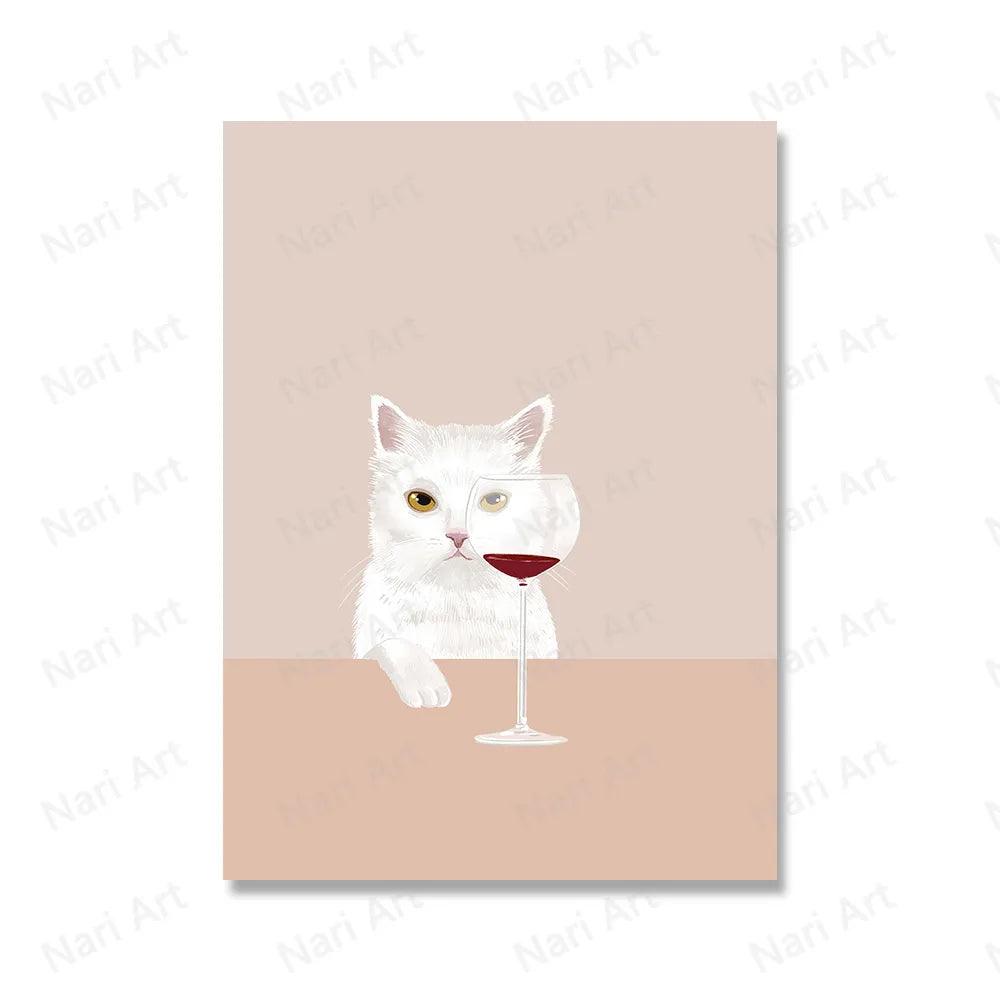 Funny Cats with Red Wine Canvas Printing, 9 Designs - Just Cats - Gifts for Cat Lovers