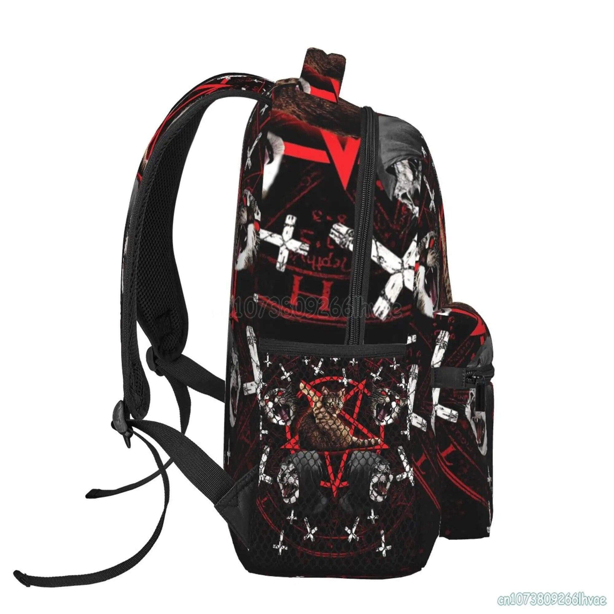 Funny Satanic Cat Printed Backpack - Just Cats - Gifts for Cat Lovers