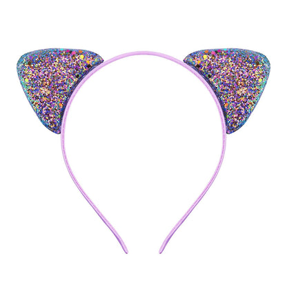 Glitter Sequins Cat Ears Head band, 12 Color Variations - Just Cats - Gifts for Cat Lovers