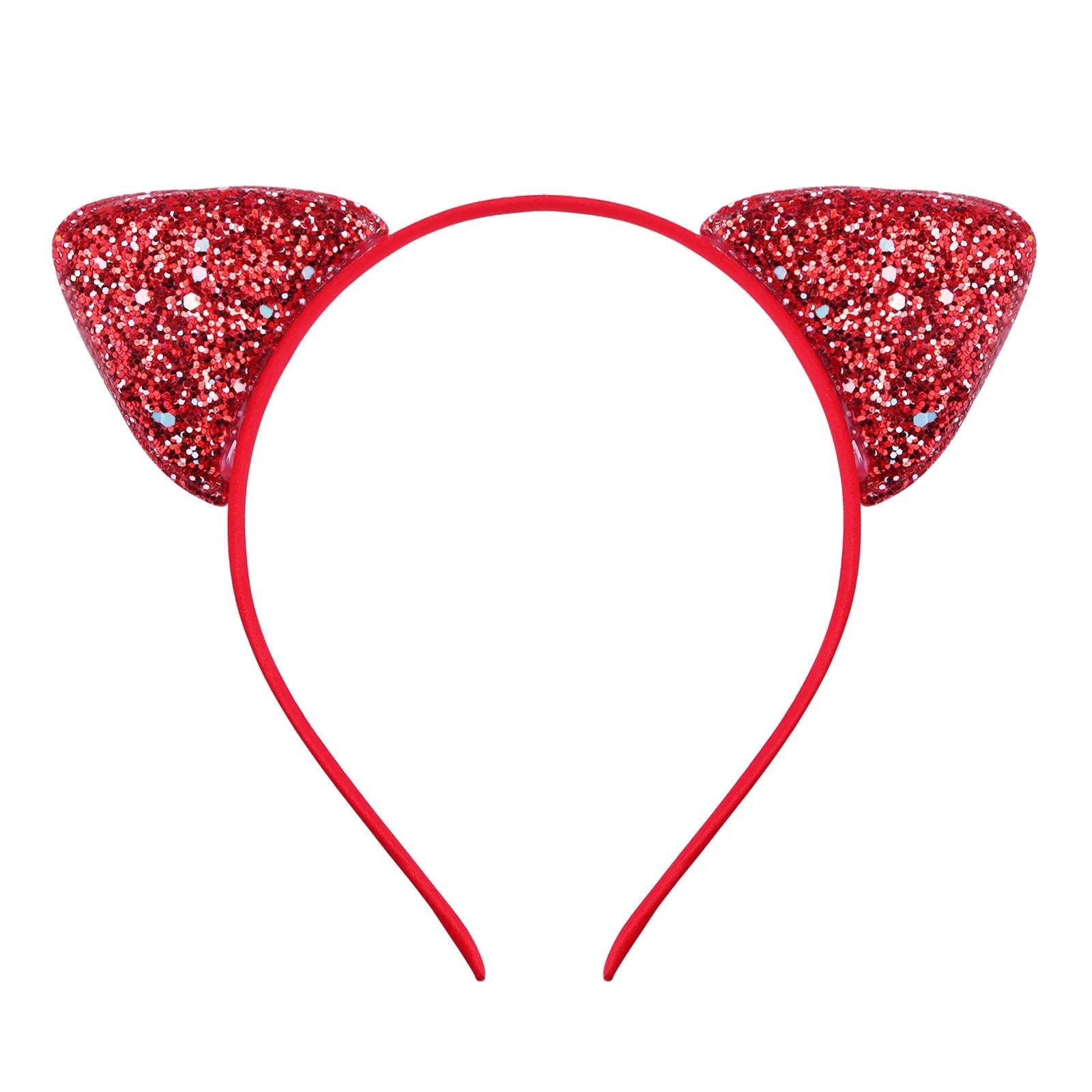 Glitter Sequins Cat Ears Head band, 12 Color Variations - Just Cats - Gifts for Cat Lovers